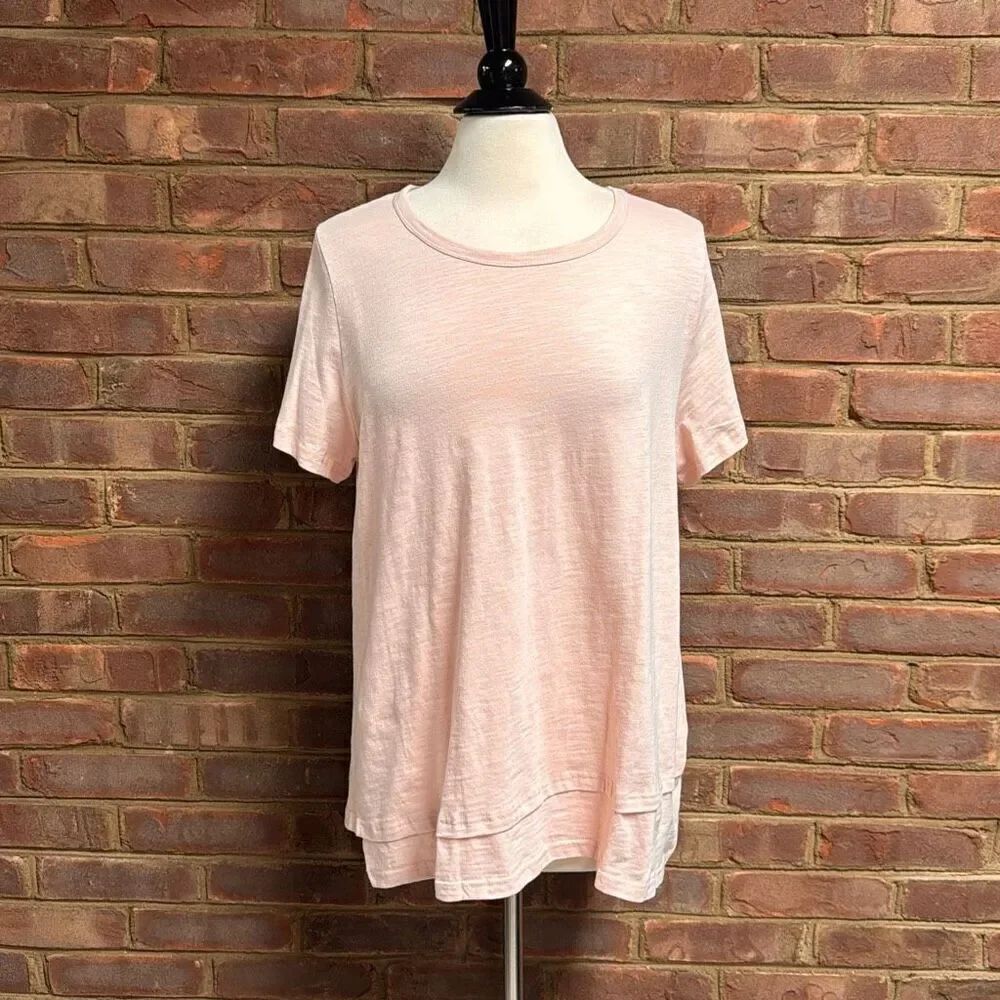 Cotton Bleu Women’s Peach Short Sleeve Swing Top Size Large NEW